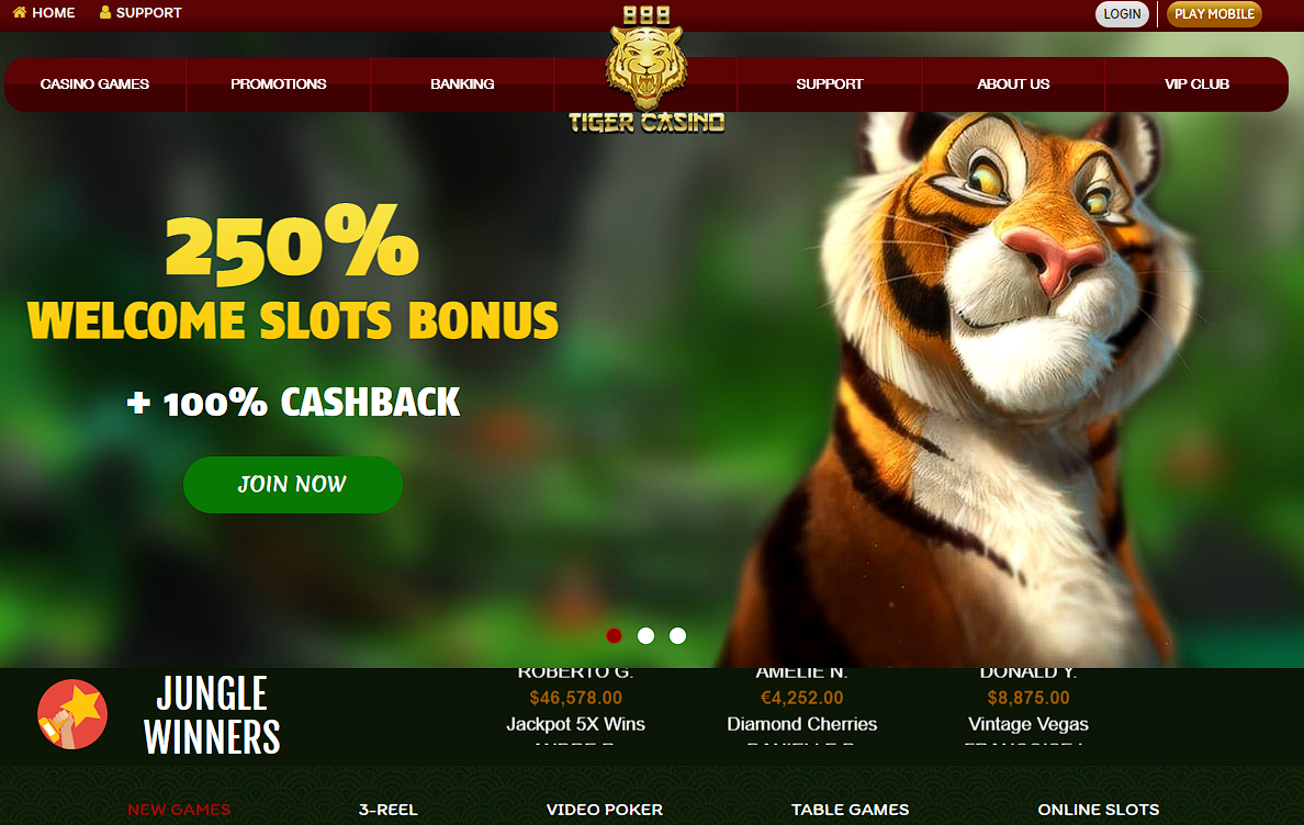 888 Tiger Casino Review with No Deposit Bonus