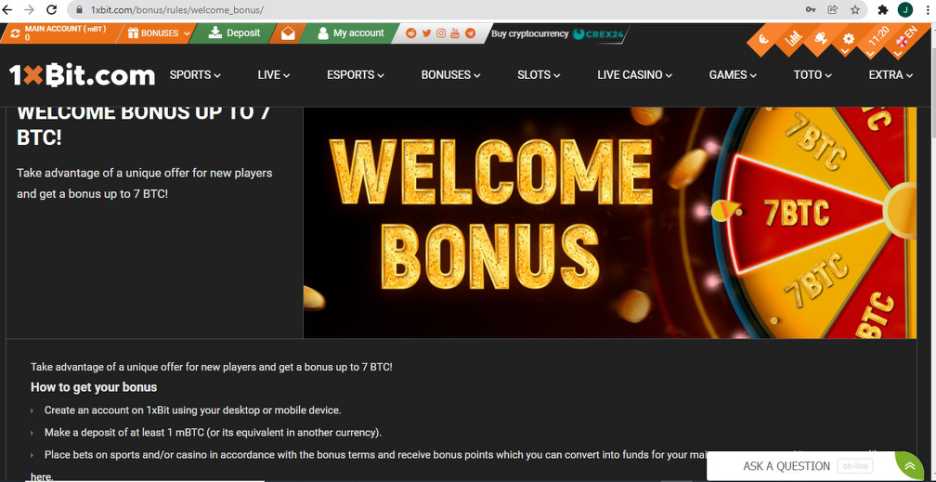 1xbit welcome bonus