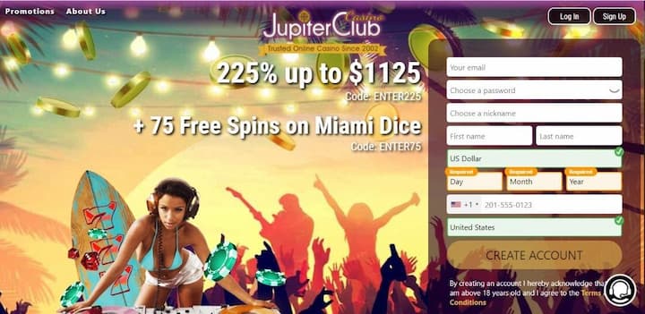 Jupiter Club Casino Review With No Deposit Bonus