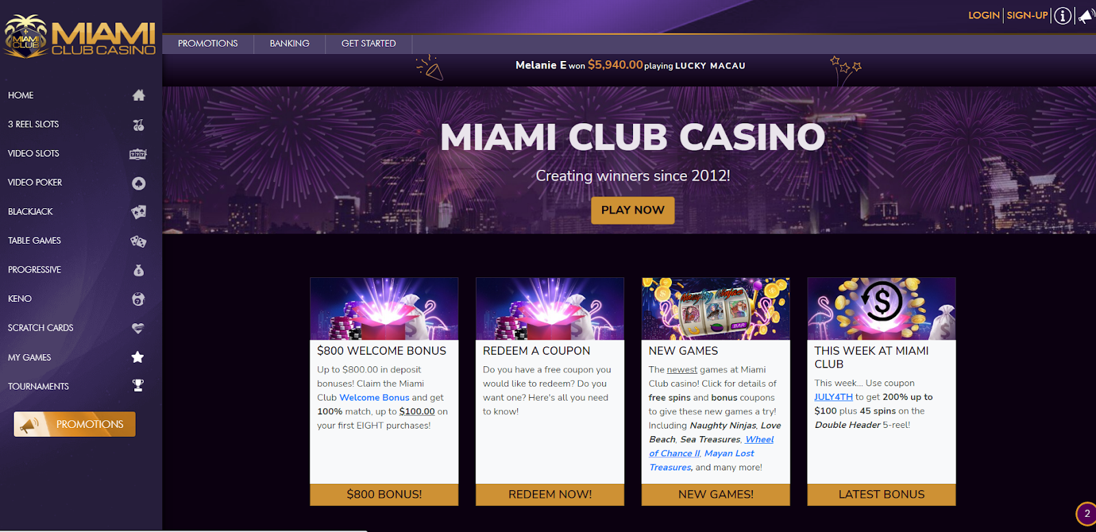 Miami Club Casino Erfahrungen & Test mit Bonus ohne Einzahlung