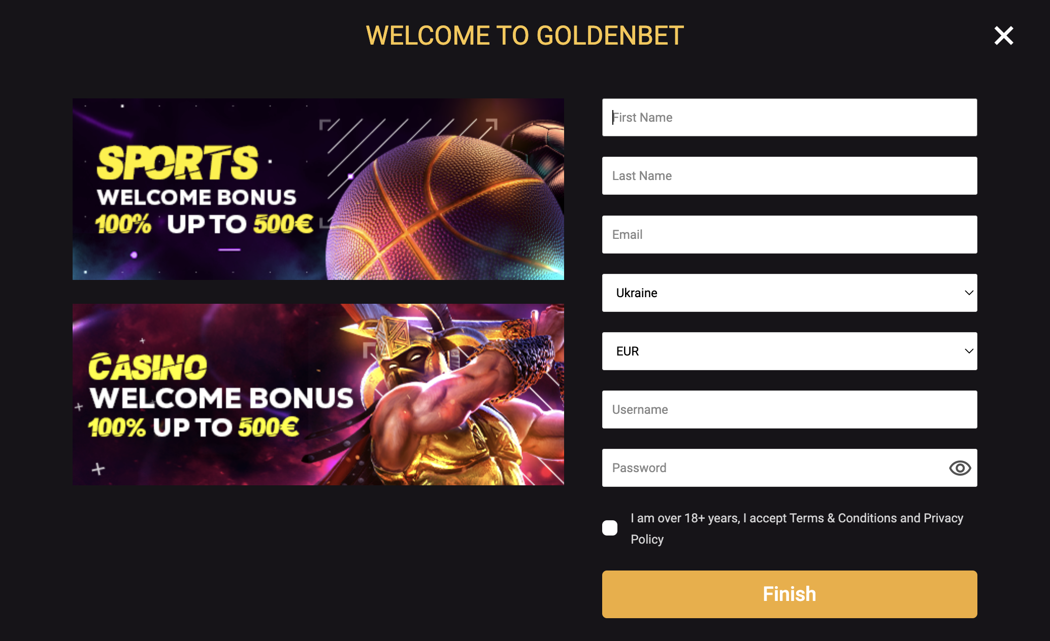 Goldenbet Registration
