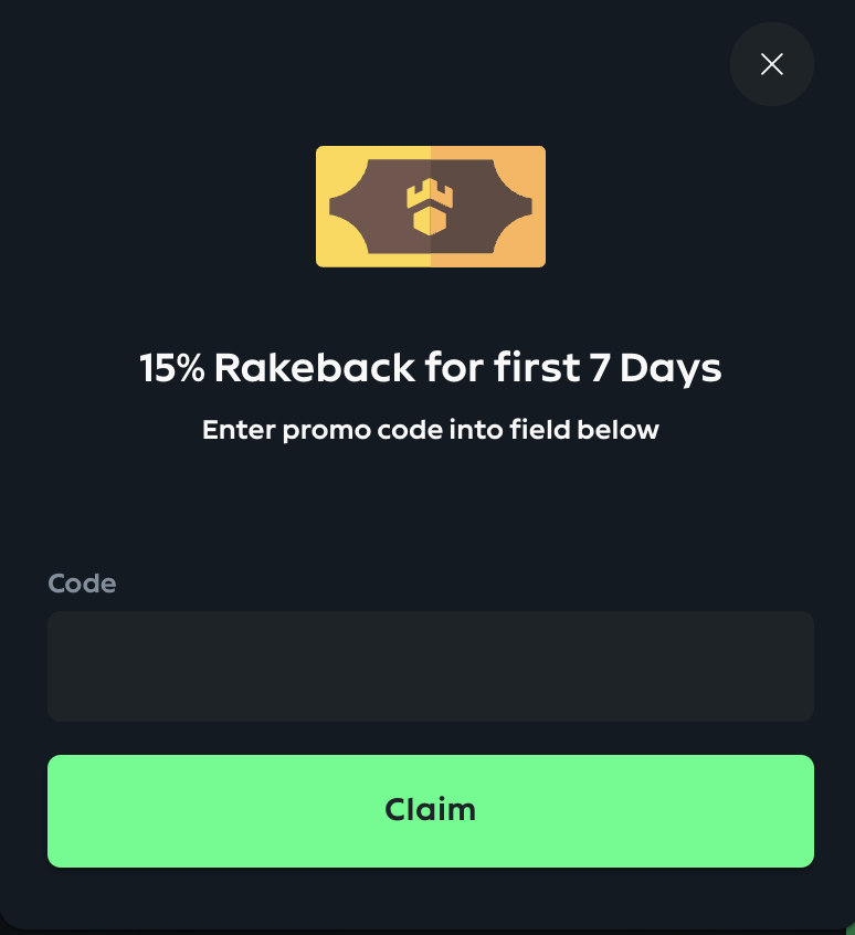 15% Rakeback promo code